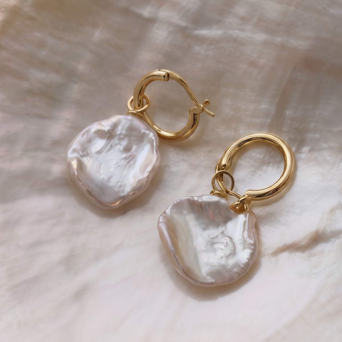 18K Gold Vermeil Elise Petal Pearl Earring