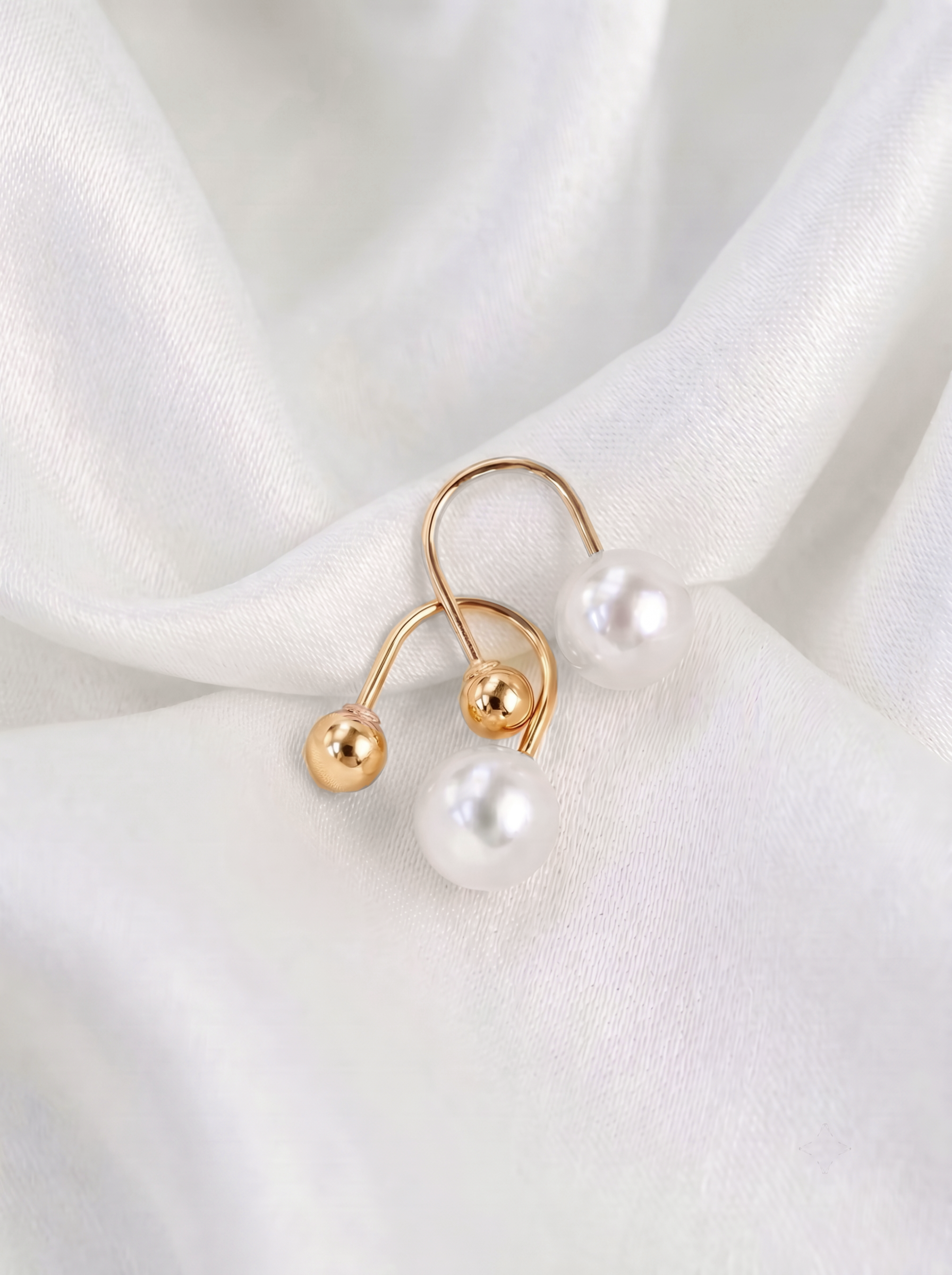 18K Gold Soft Pearl U Shape Earrings