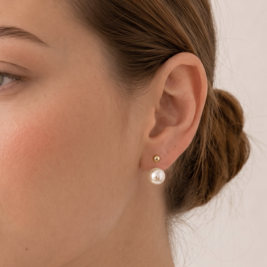 18K Gold Soft Pearl U Shape Earrings