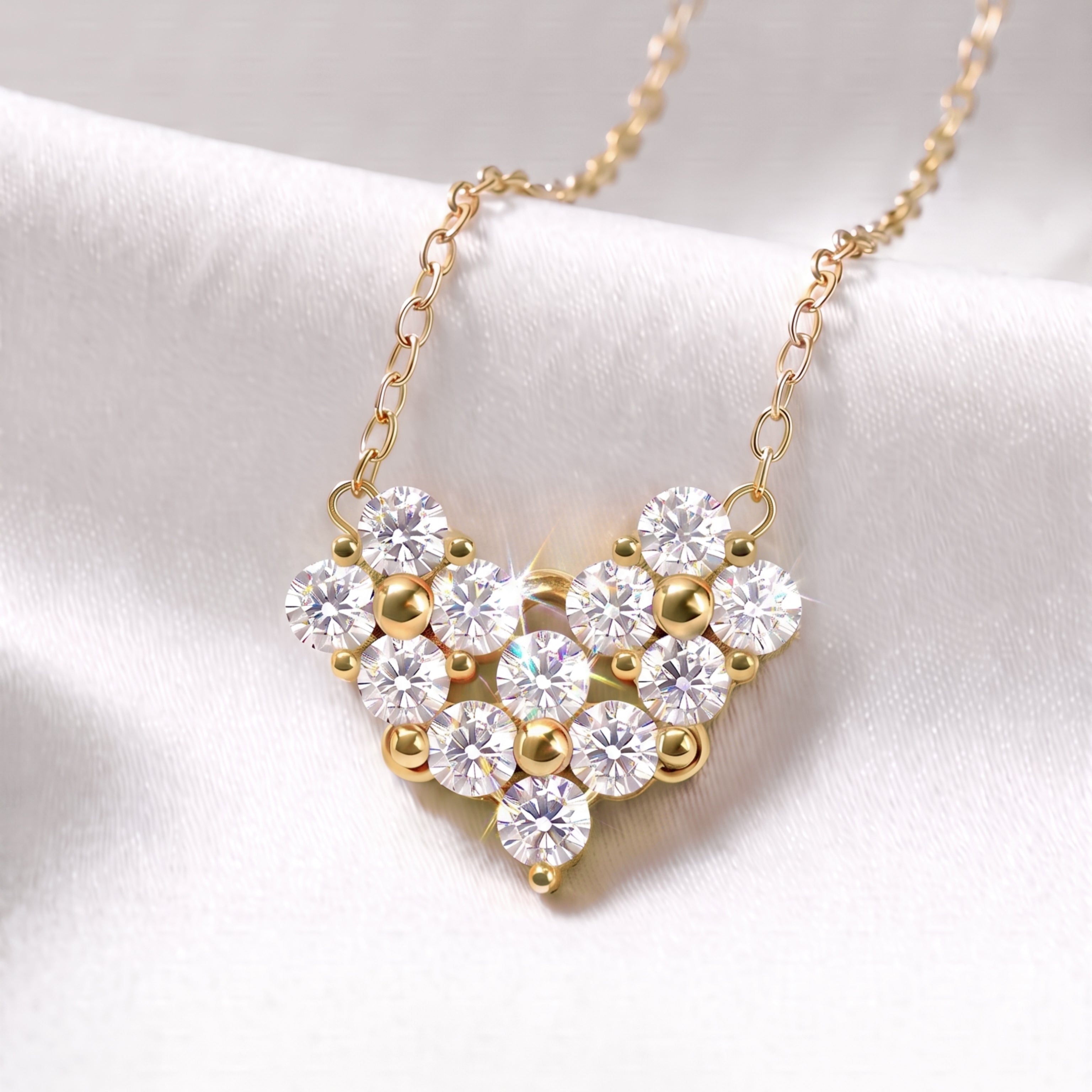Gold Vermeil Bloom to Heart Lab Grown Diamond Necklace