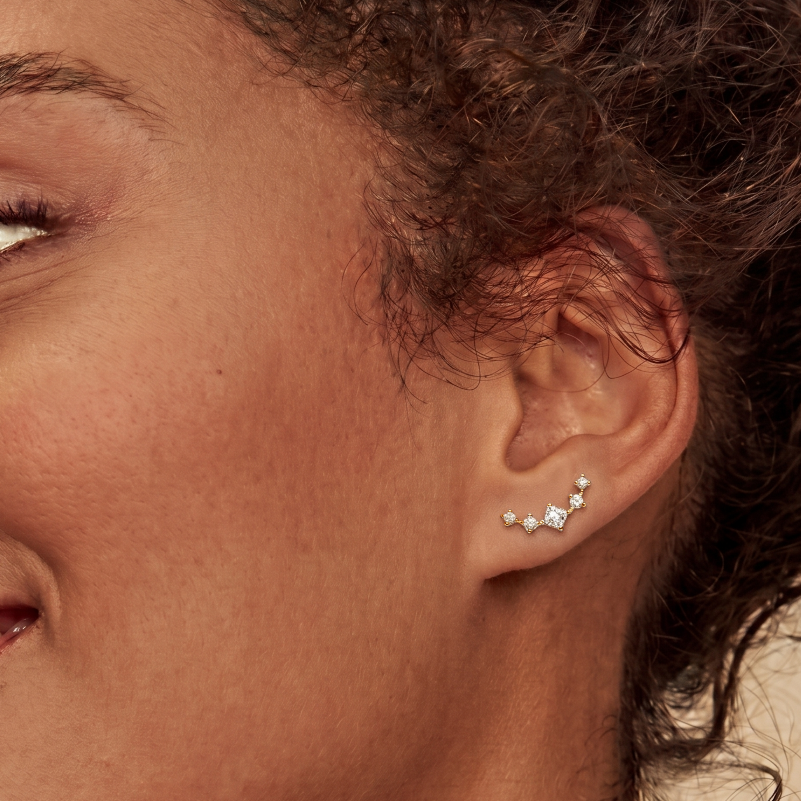 18k Gold Smile Lab Grown Diamond Earrings