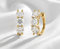 18k Gold Three Lab Grown Diamond Earrings
