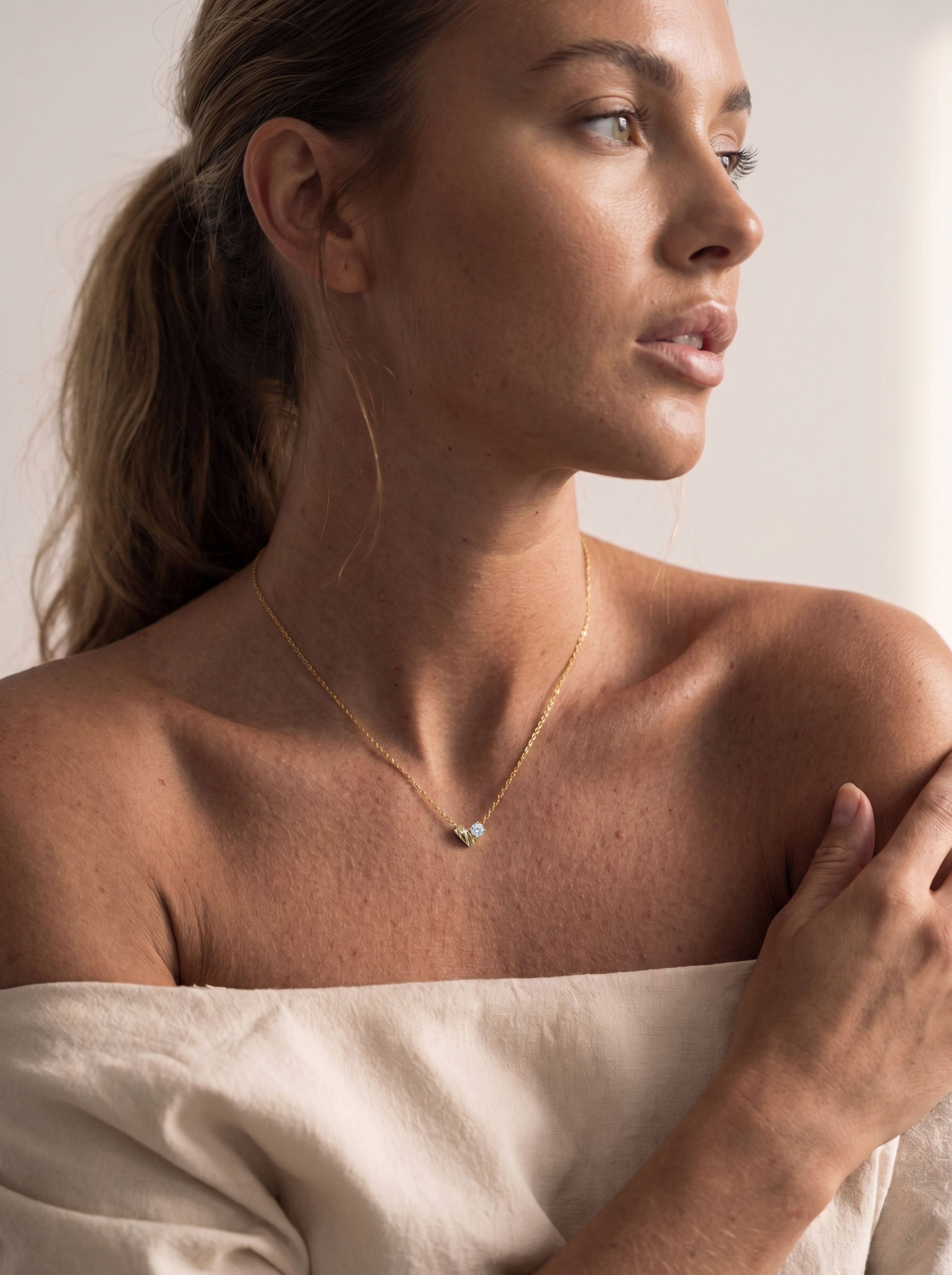 18k Gold Heart Lab Grown Diamond Necklace