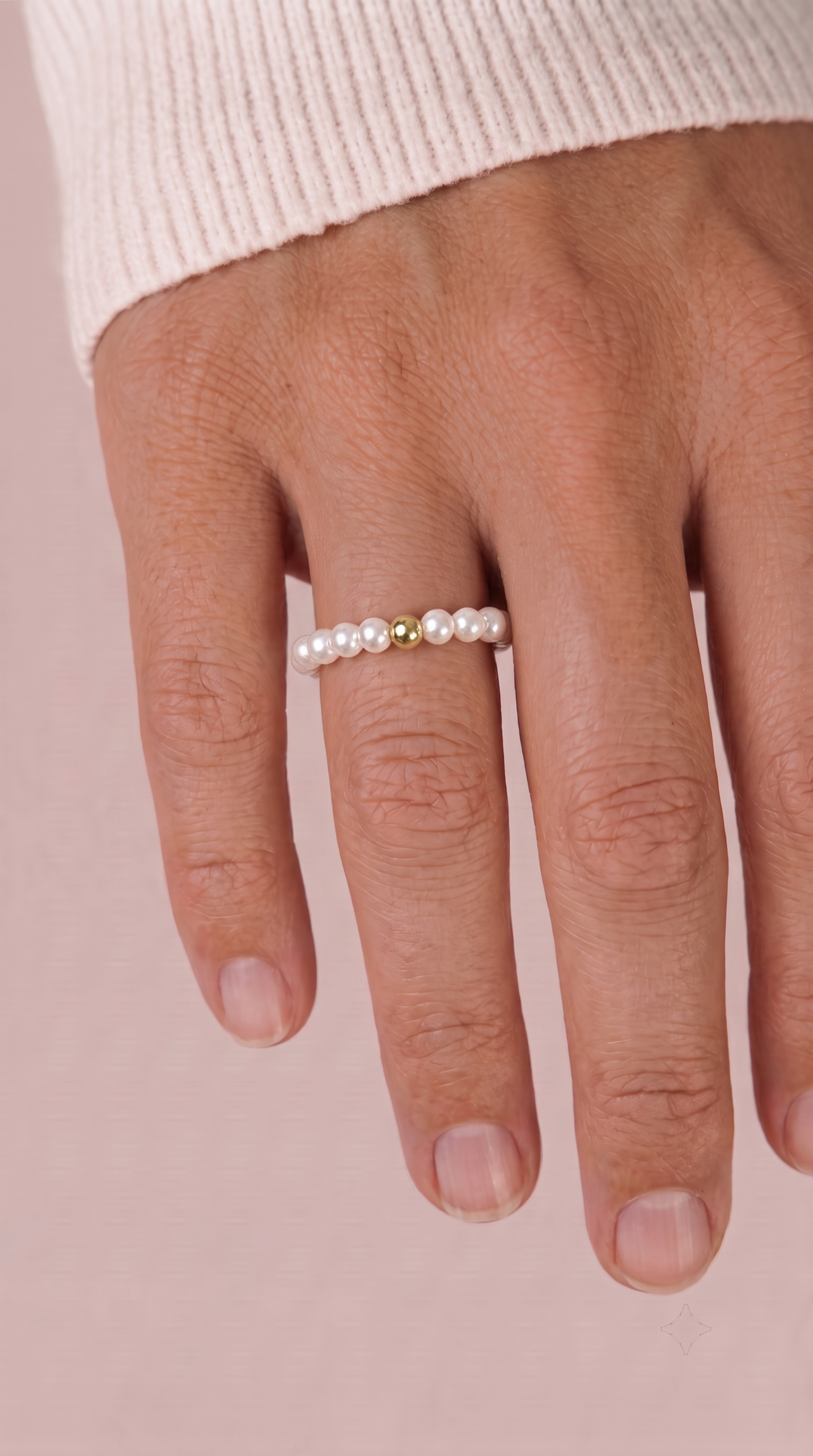 Soft Pearl Gold Vermeil Accent Ring