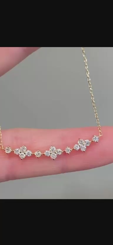 18k Gold Diamond Floral Rhythm Necklace