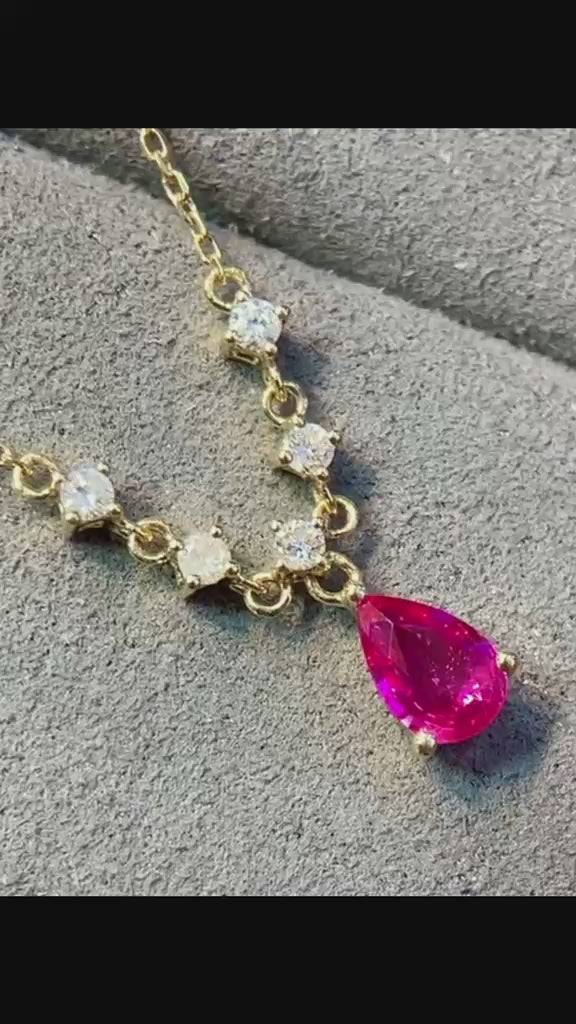 18k Gold Ruby Rhythm Drop Necklace