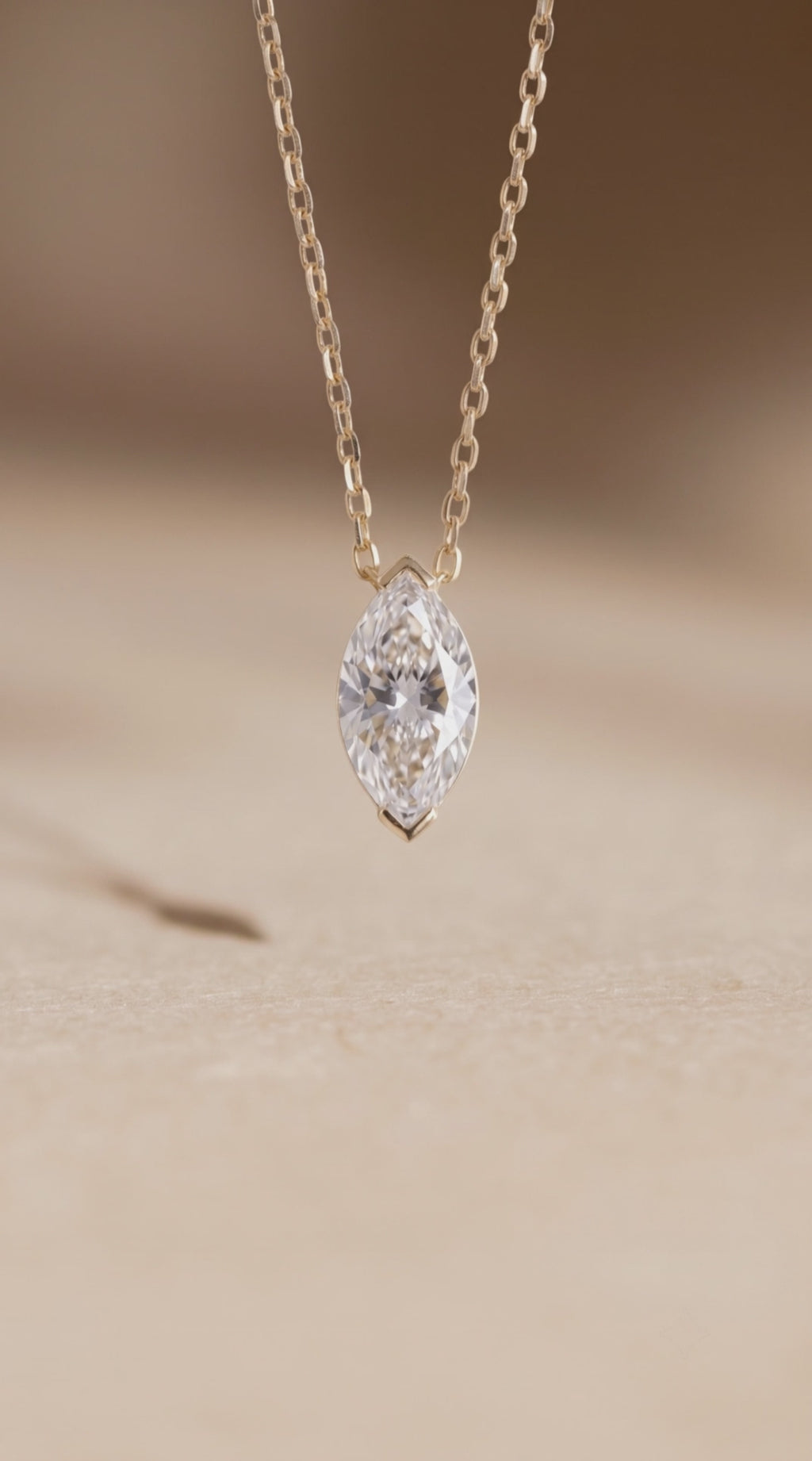 18k Gold Marquise Lab Grown Diamond Necklace