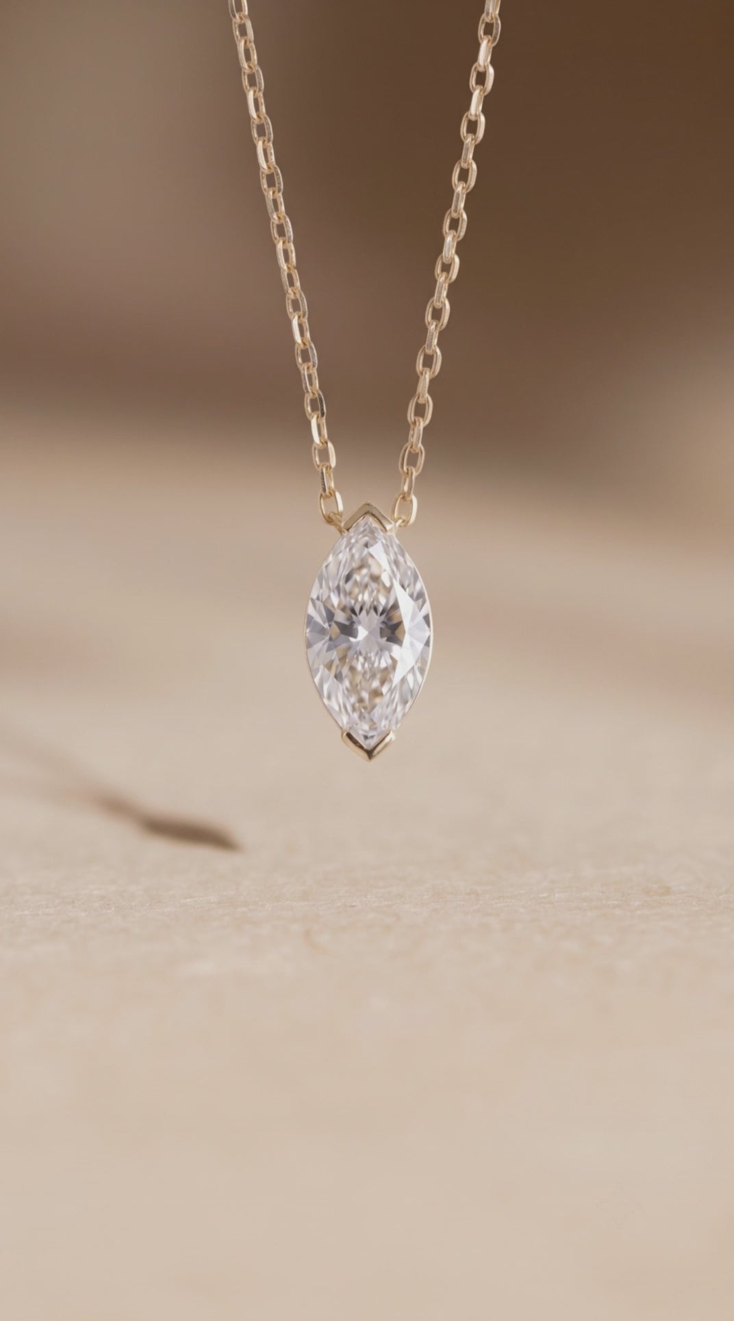 18k Gold Marquise Lab Grown Diamond Necklace